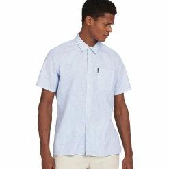 Barbour Men's Button-Down Short-Sleeve Shirts Linen Mix 10 Summer Short Sleeve Shirt   Men's