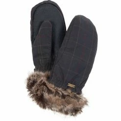Barbour Women's Mittens Wax Fur Trim Mitten Women's -Barbour Online Shop CLATAR D1