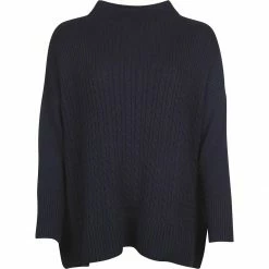 Barbour Women's Sweaters Stitch Guernsey Cape Sweater Women's -Barbour Online Shop NAV D1 4