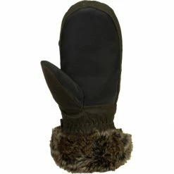 Barbour Women's Mittens Wax Fur Trim Mitten Women's -Barbour Online Shop OV D3