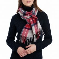Barbour Men's Scarves Merino Cashmere Tartan Scarf -Barbour Online Shop RED D1