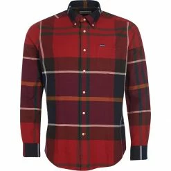 Barbour Men's Button-Down Long-Sleeve Shirts Dunoon Tailored Shirt Men's -Barbour Online Shop RED D2